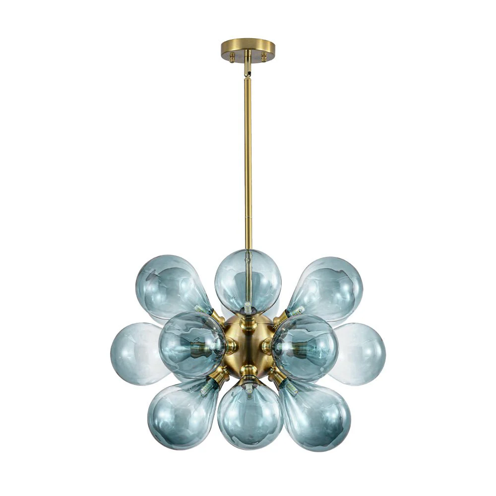 18-Light Cluster Gradual Blue Glass Globe Bubble Chandelier - Image 5