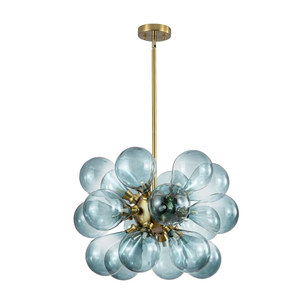18-Light Cluster Gradual Blue Glass Globe Bubble Chandelier - Image 8