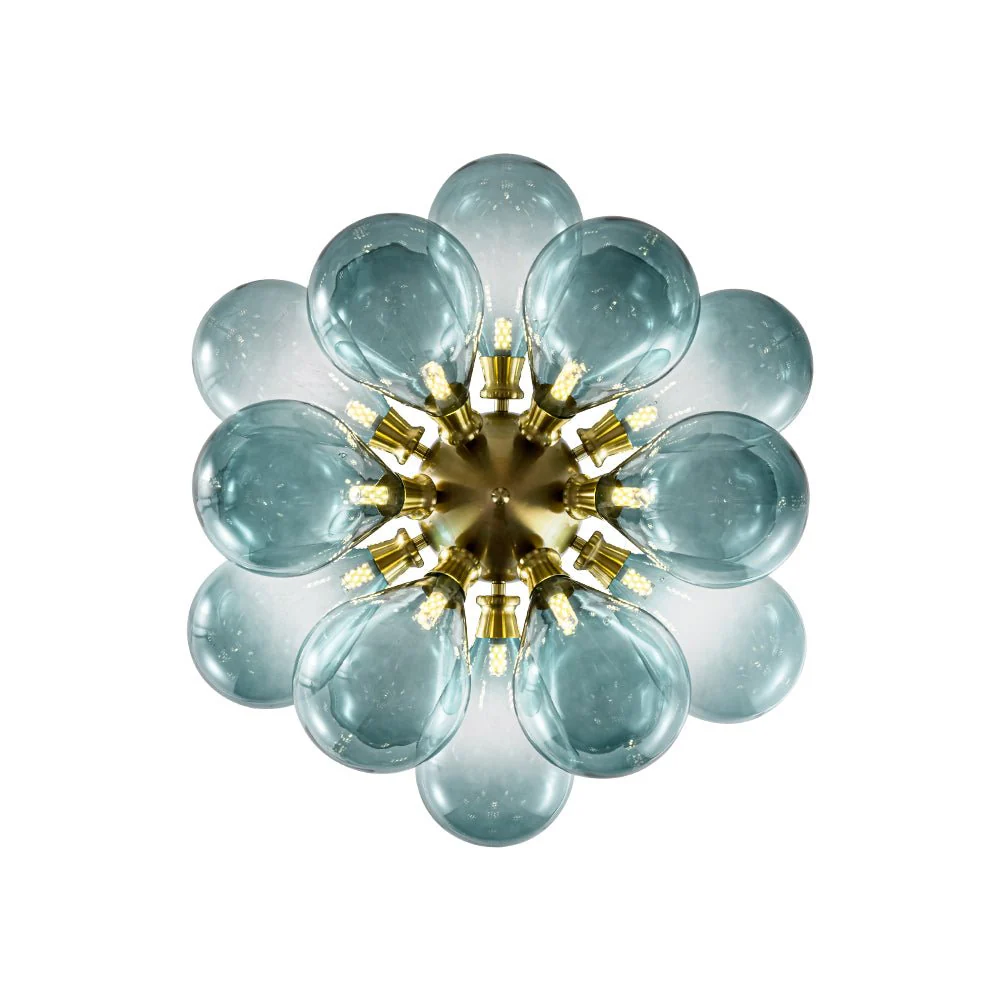 18-Light Cluster Gradual Blue Glass Globe Bubble Chandelier - Image 9