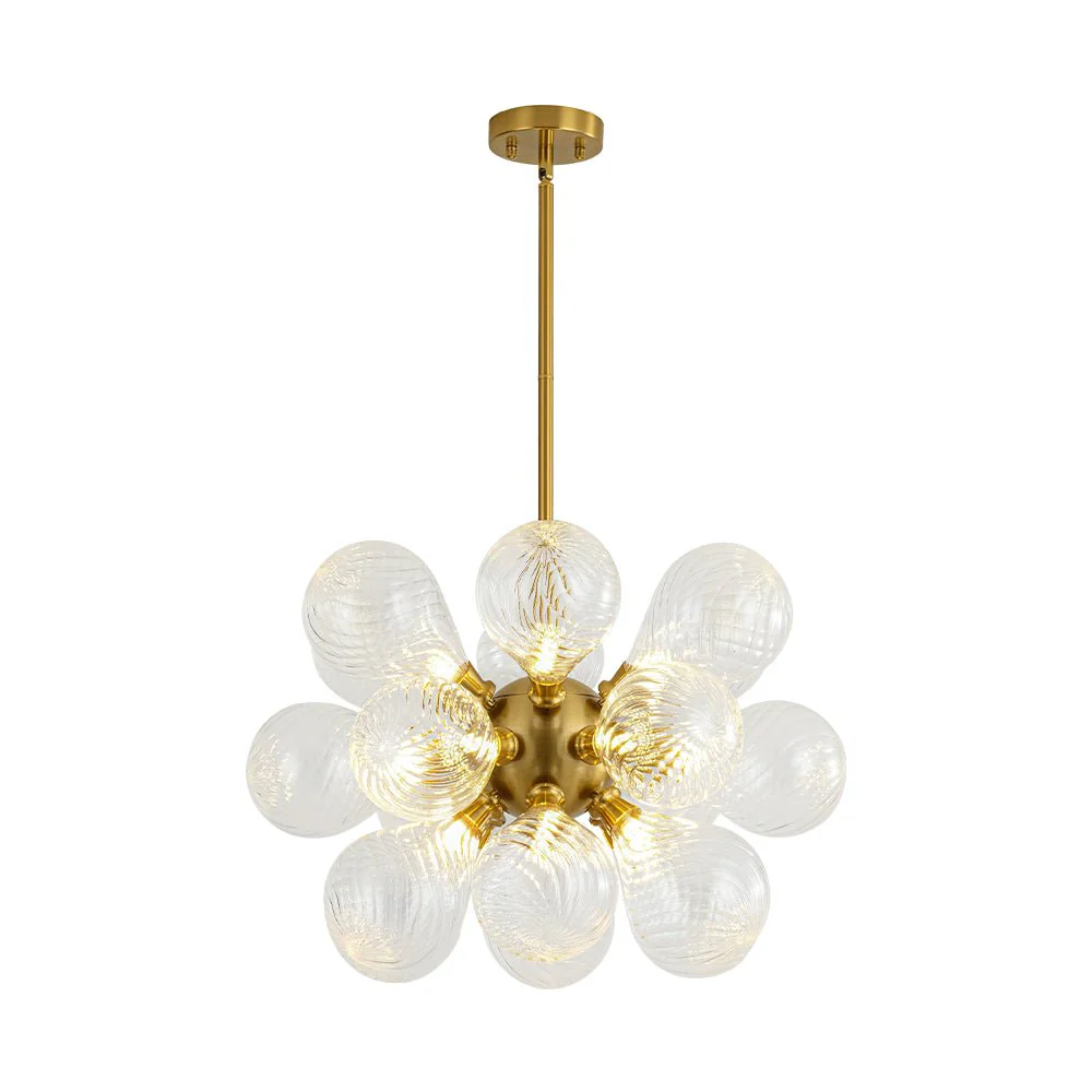 18-Light Cluster Ribbed Glass Globe Bubble Chandelier - Image 10