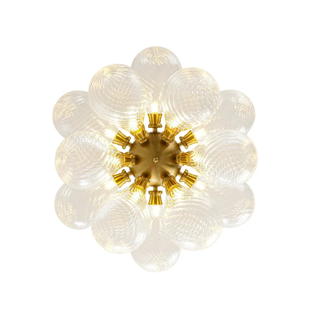 18-Light Cluster Ribbed Glass Globe Bubble Chandelier - Image 11