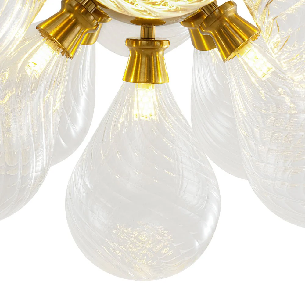 18-Light Cluster Ribbed Glass Globe Bubble Chandelier - Image 12