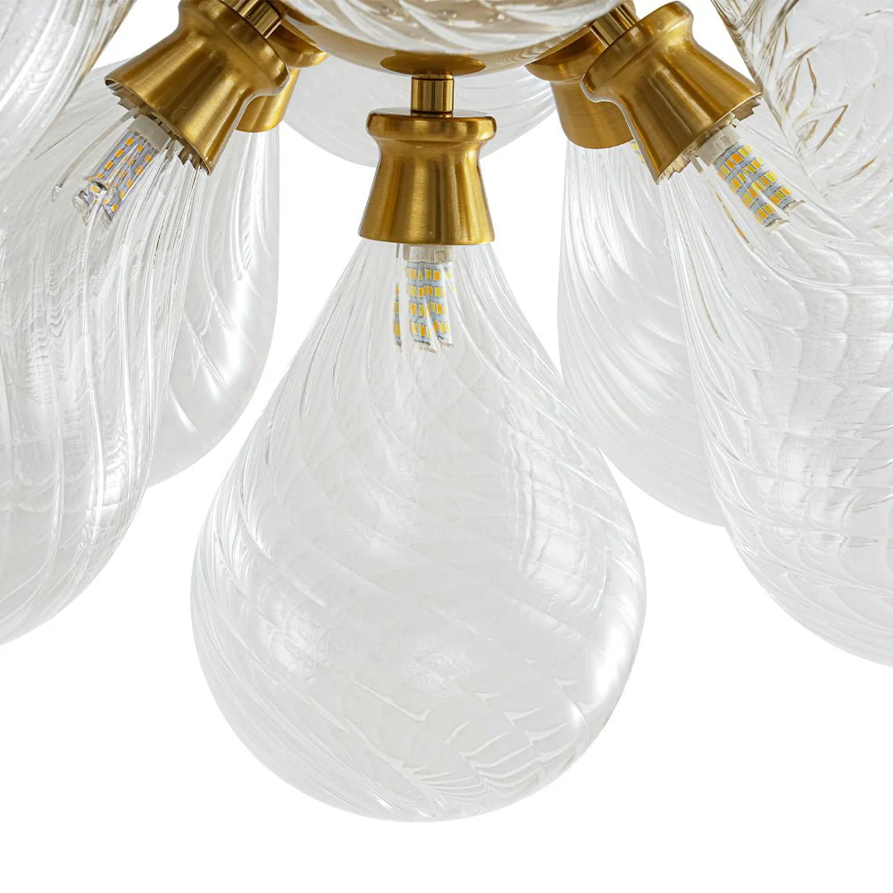 18-Light Cluster Ribbed Glass Globe Bubble Chandelier - Image 13