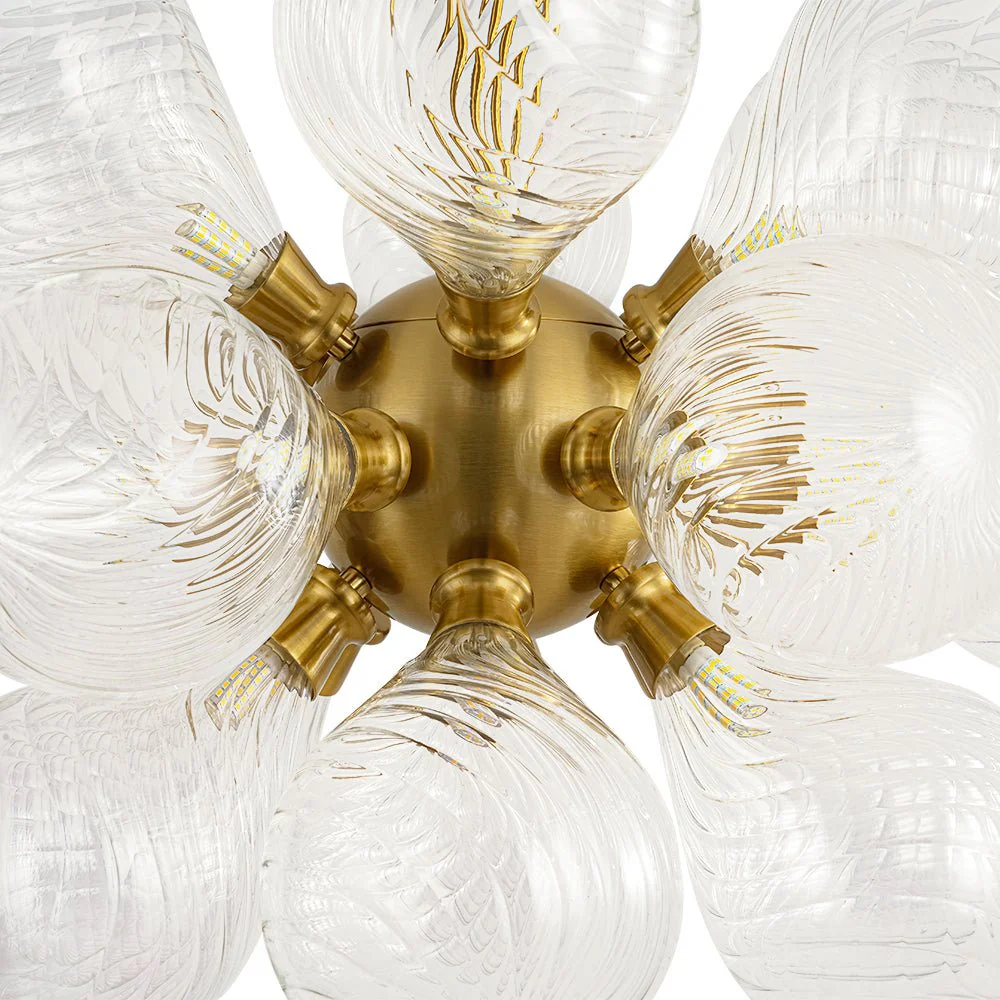 18-Light Cluster Ribbed Glass Globe Bubble Chandelier - Image 14