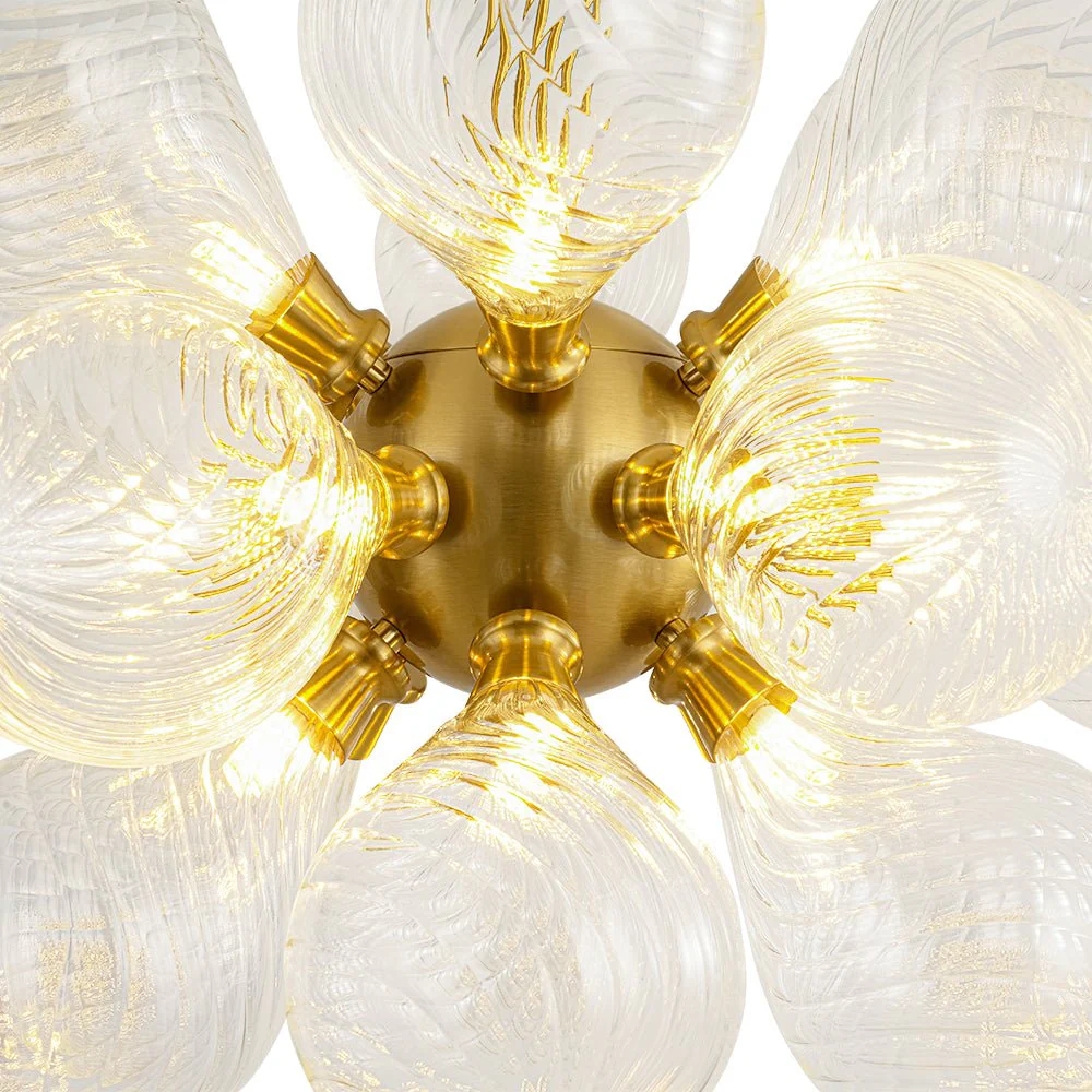18-Light Cluster Ribbed Glass Globe Bubble Chandelier - Image 15