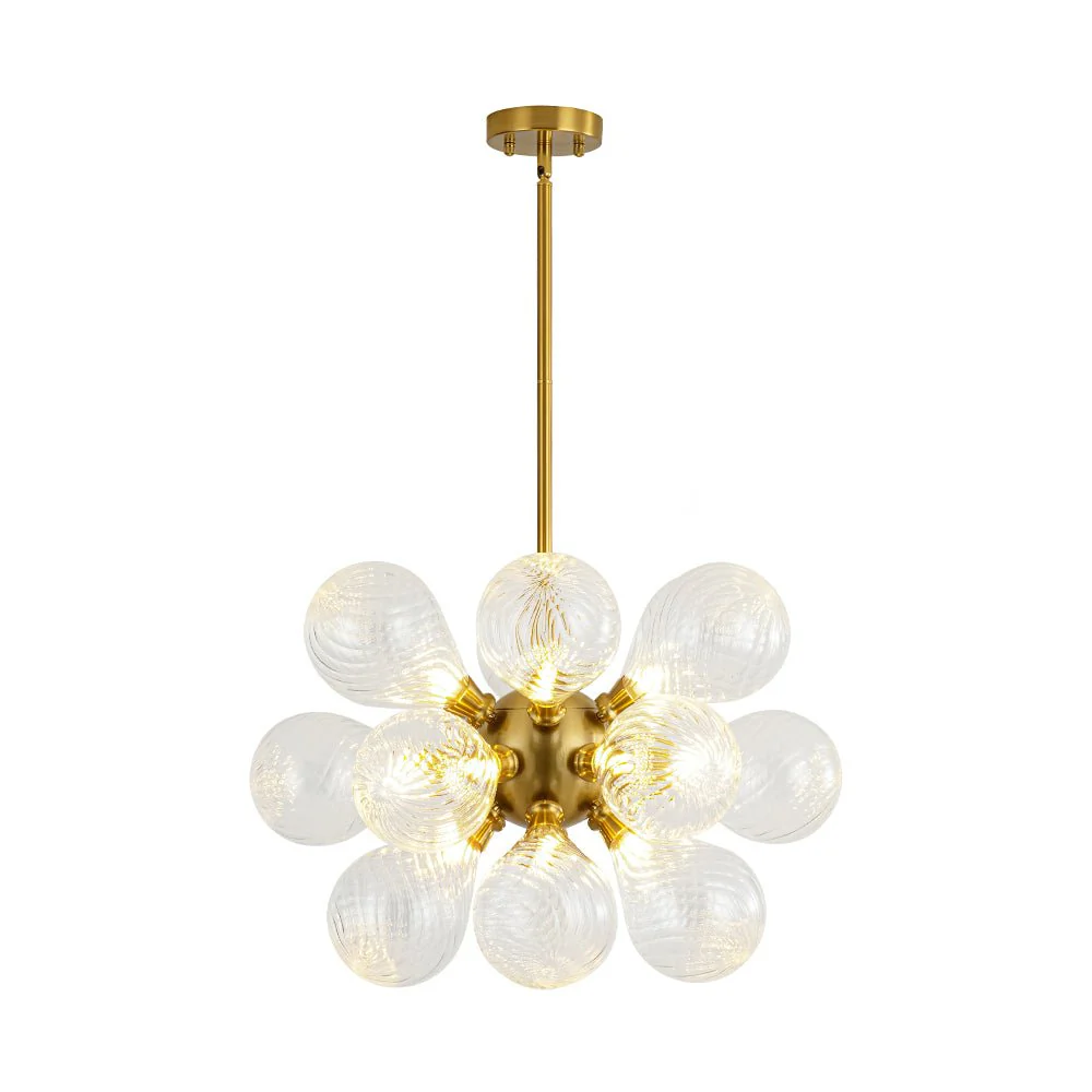 18-Light Cluster Ribbed Glass Globe Bubble Chandelier - Image 3