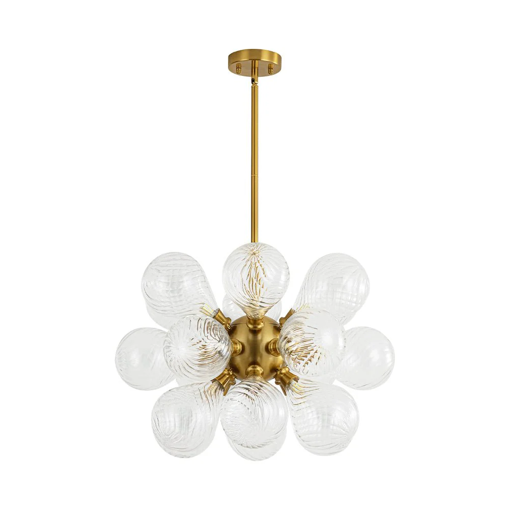 18-Light Cluster Ribbed Glass Globe Bubble Chandelier - Image 4