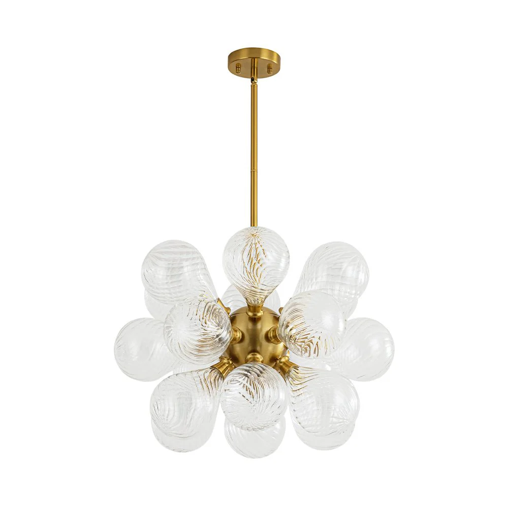 18-Light Cluster Ribbed Glass Globe Bubble Chandelier - Image 6