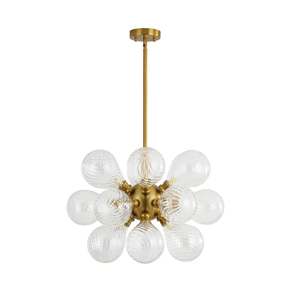 18-Light Cluster Ribbed Glass Globe Bubble Chandelier - Image 9