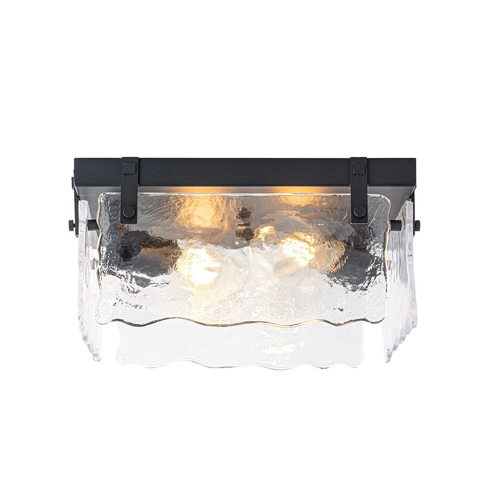 2-Light Clear Textured Glass Square Flush Mount - Image 10