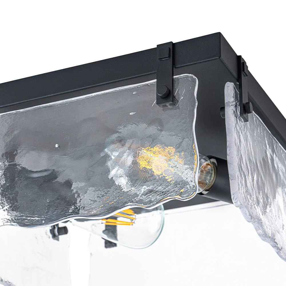 2-Light Clear Textured Glass Square Flush Mount - Image 11