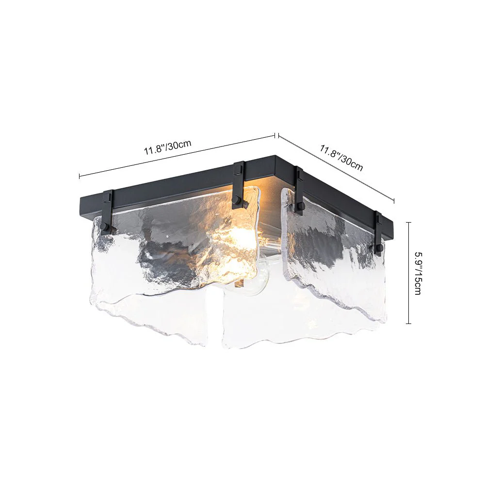 2-Light Clear Textured Glass Square Flush Mount - Image 3
