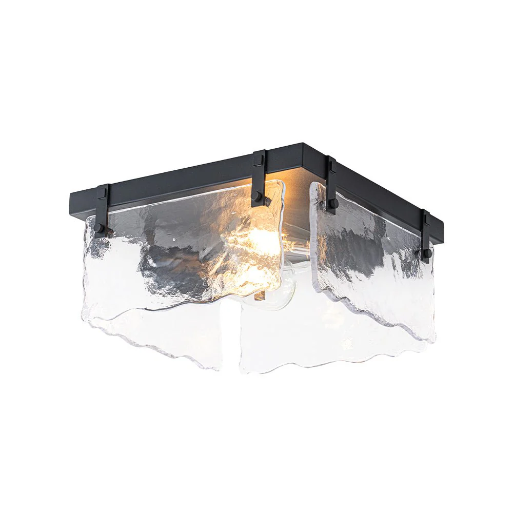 2-Light Clear Textured Glass Square Flush Mount - Image 6