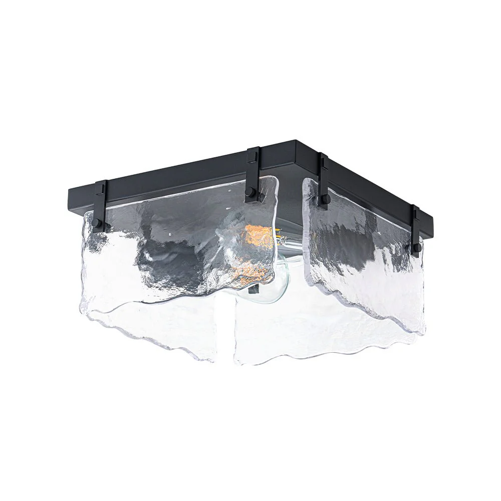 2-Light Clear Textured Glass Square Flush Mount - Image 7