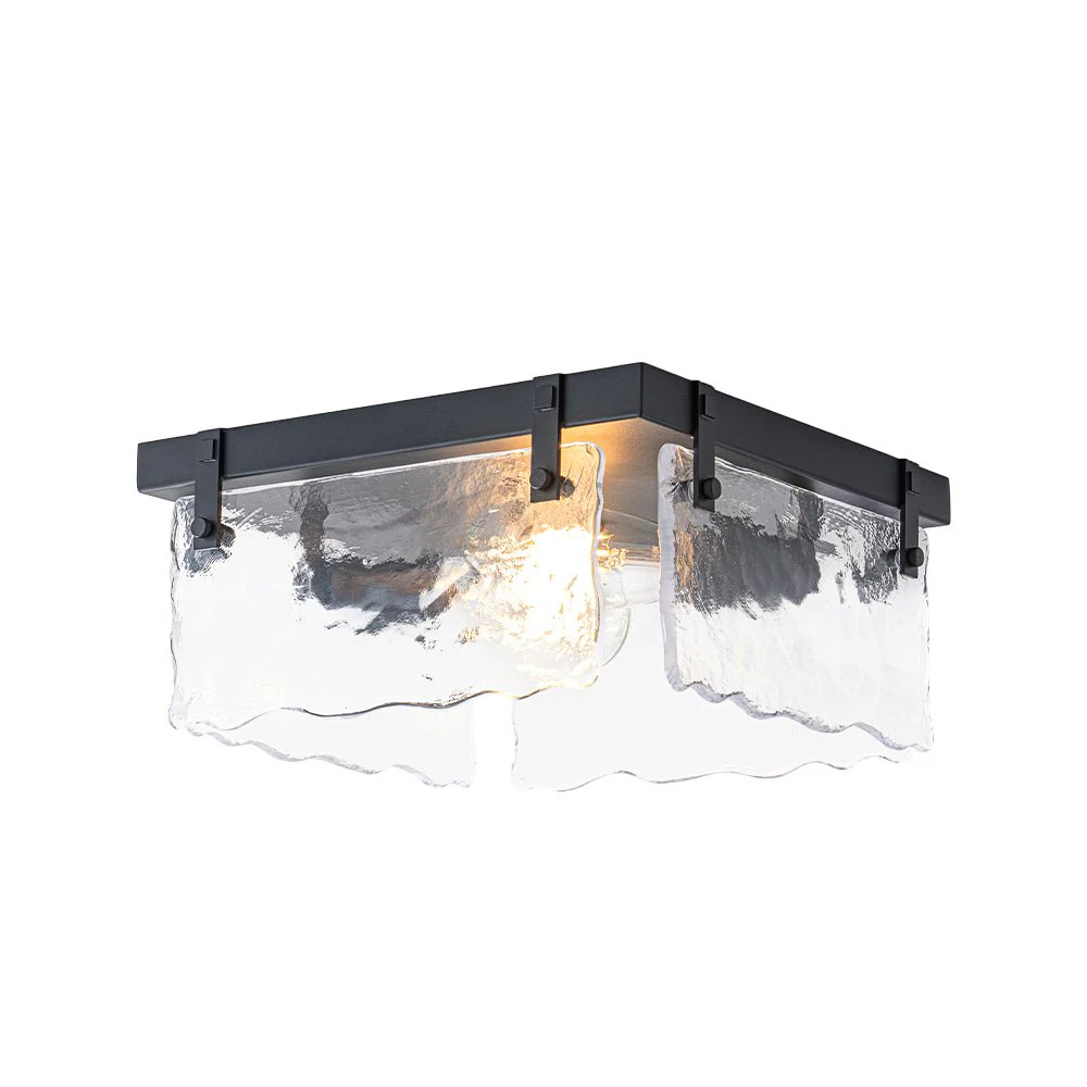 2-Light Clear Textured Glass Square Flush Mount - Image 8