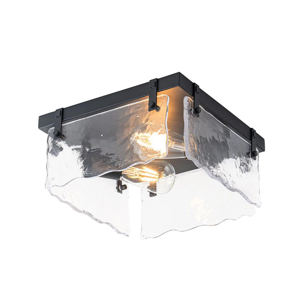 2-Light Clear Textured Glass Square Flush Mount - Image 9