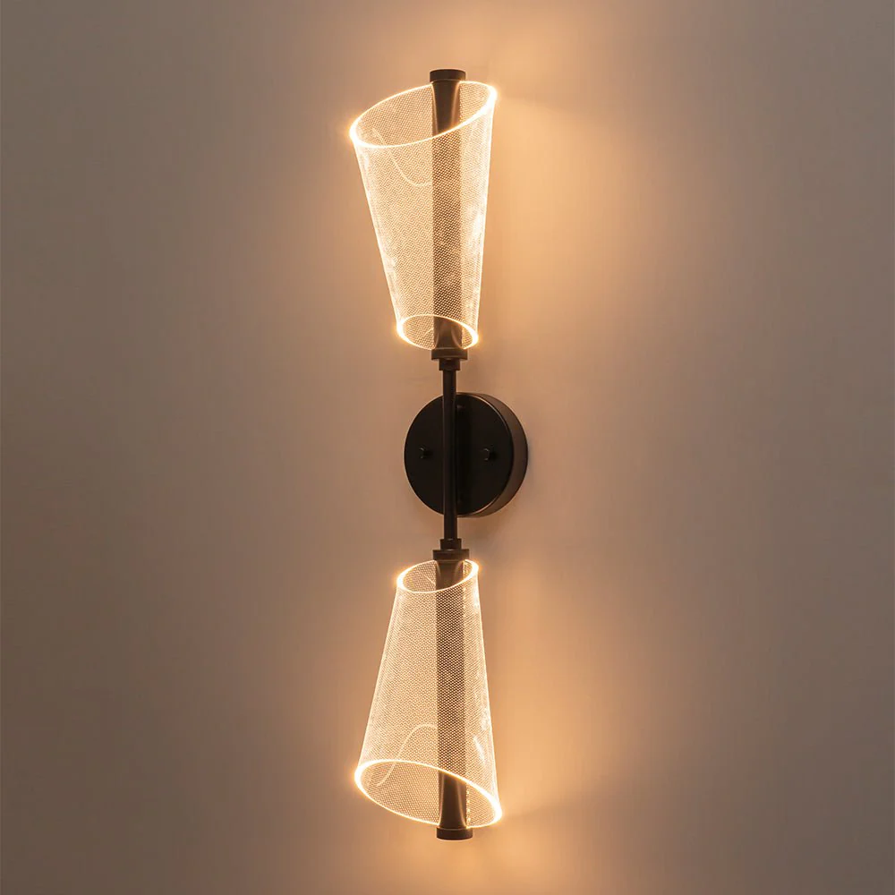 2-Light Dimmable LED Up Down Conical Vanity Wall Sconce - Image 17