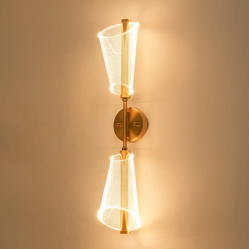 2-Light Dimmable LED Up Down Conical Vanity Wall Sconce - Image 9