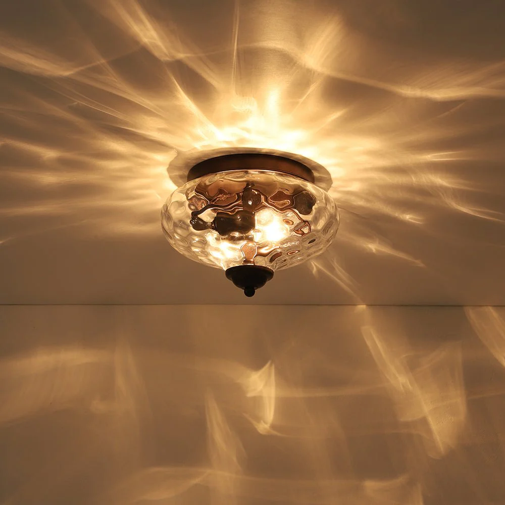 2-light Hammered Glass Flush Mount Ceiling Light - Image 13