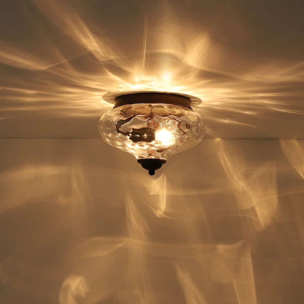2-light Hammered Glass Flush Mount Ceiling Light - Image 14