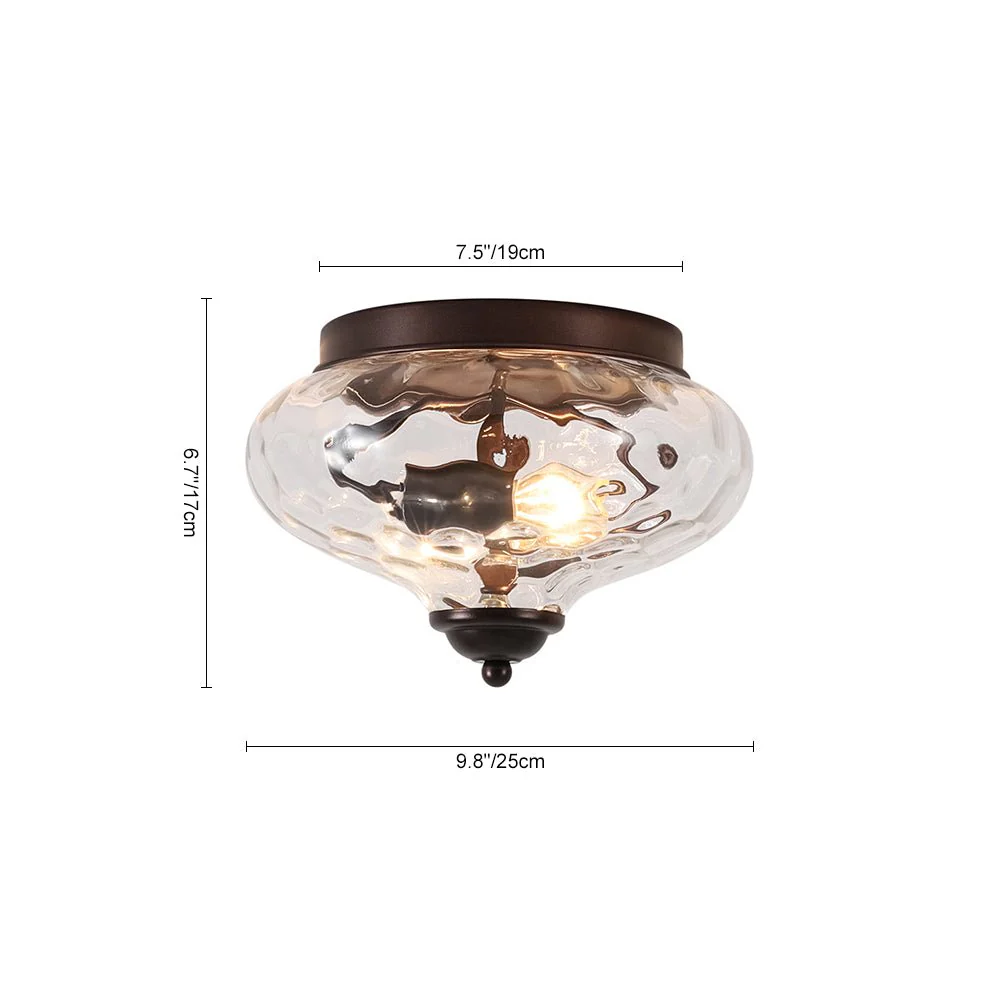 2-light Hammered Glass Flush Mount Ceiling Light - Image 15