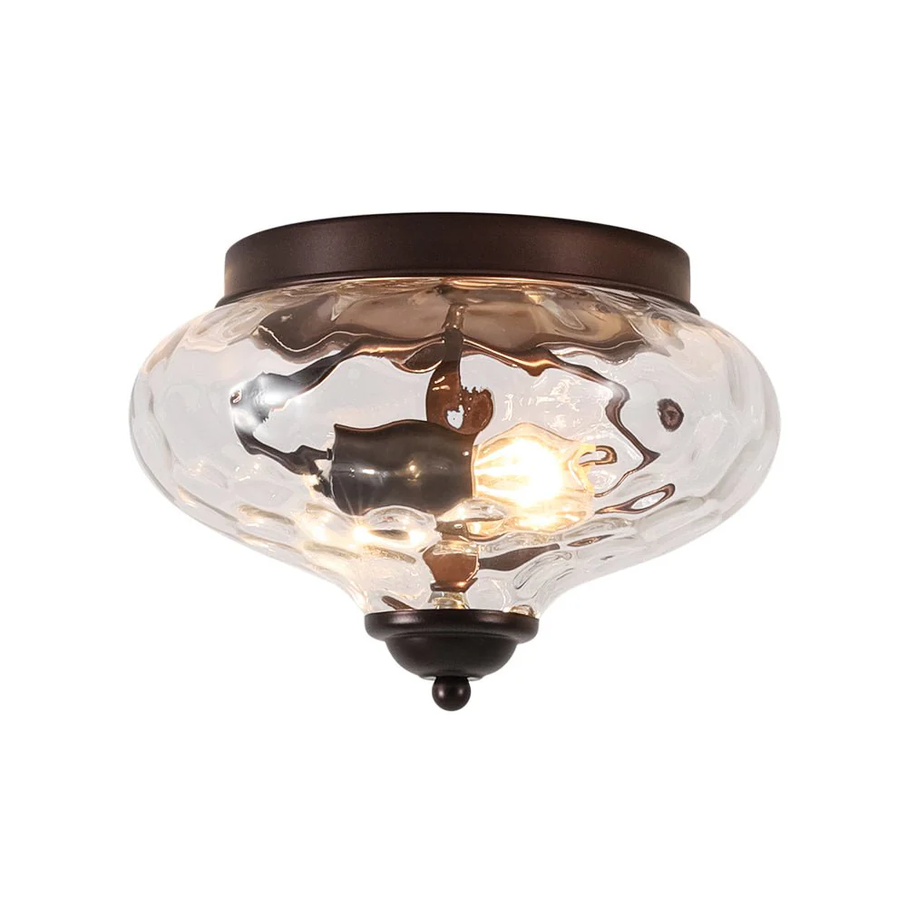 2-light Hammered Glass Flush Mount Ceiling Light - Image 17