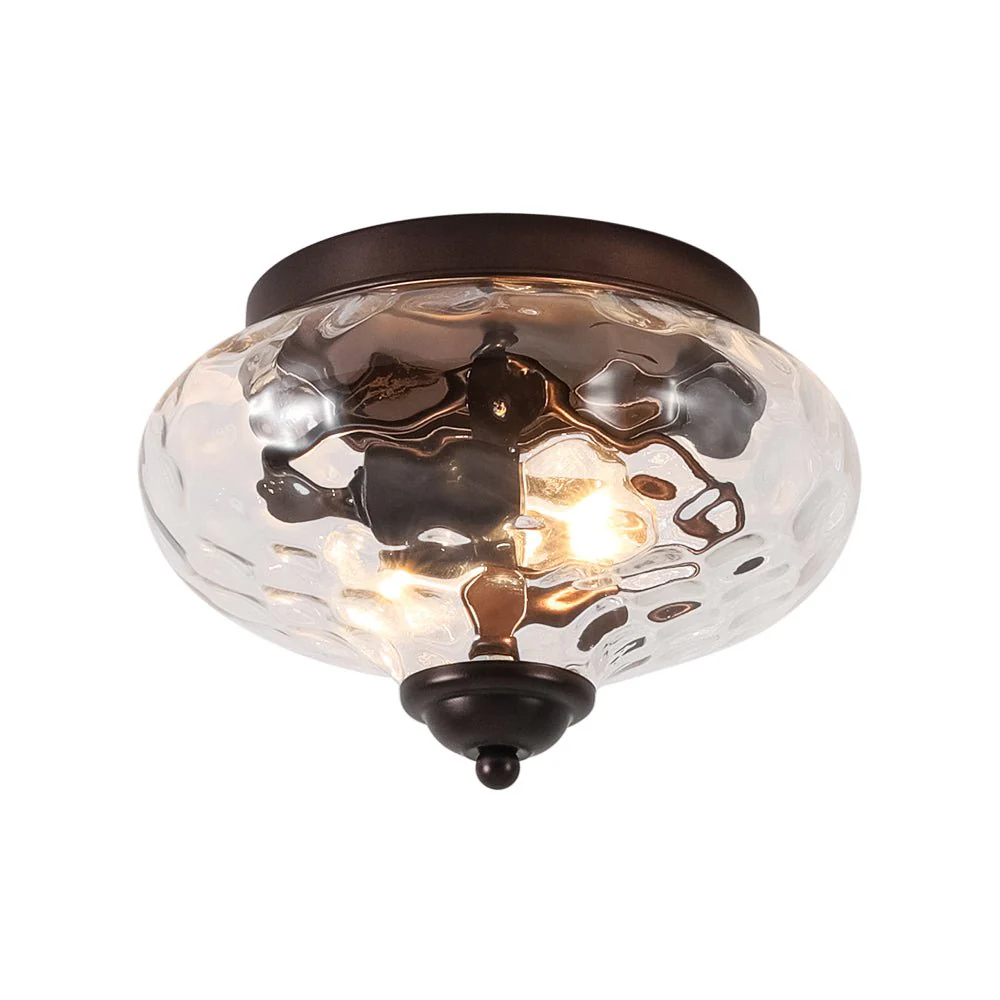 2-light Hammered Glass Flush Mount Ceiling Light - Image 18