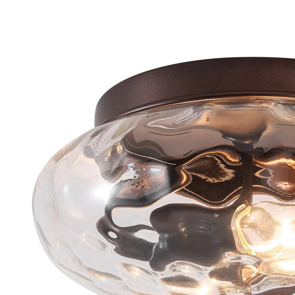 2-light Hammered Glass Flush Mount Ceiling Light - Image 20