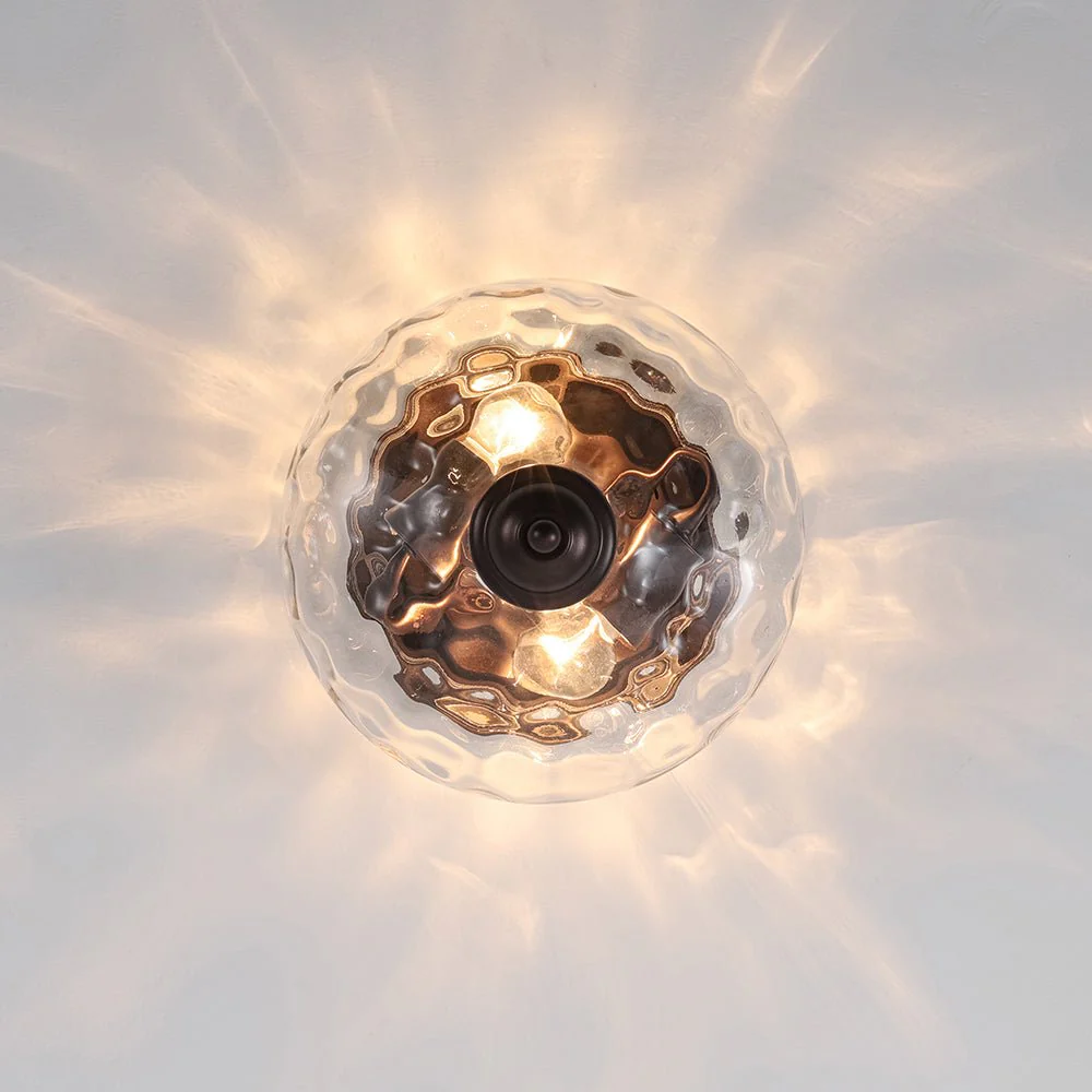 2-light Hammered Glass Flush Mount Ceiling Light - Image 21