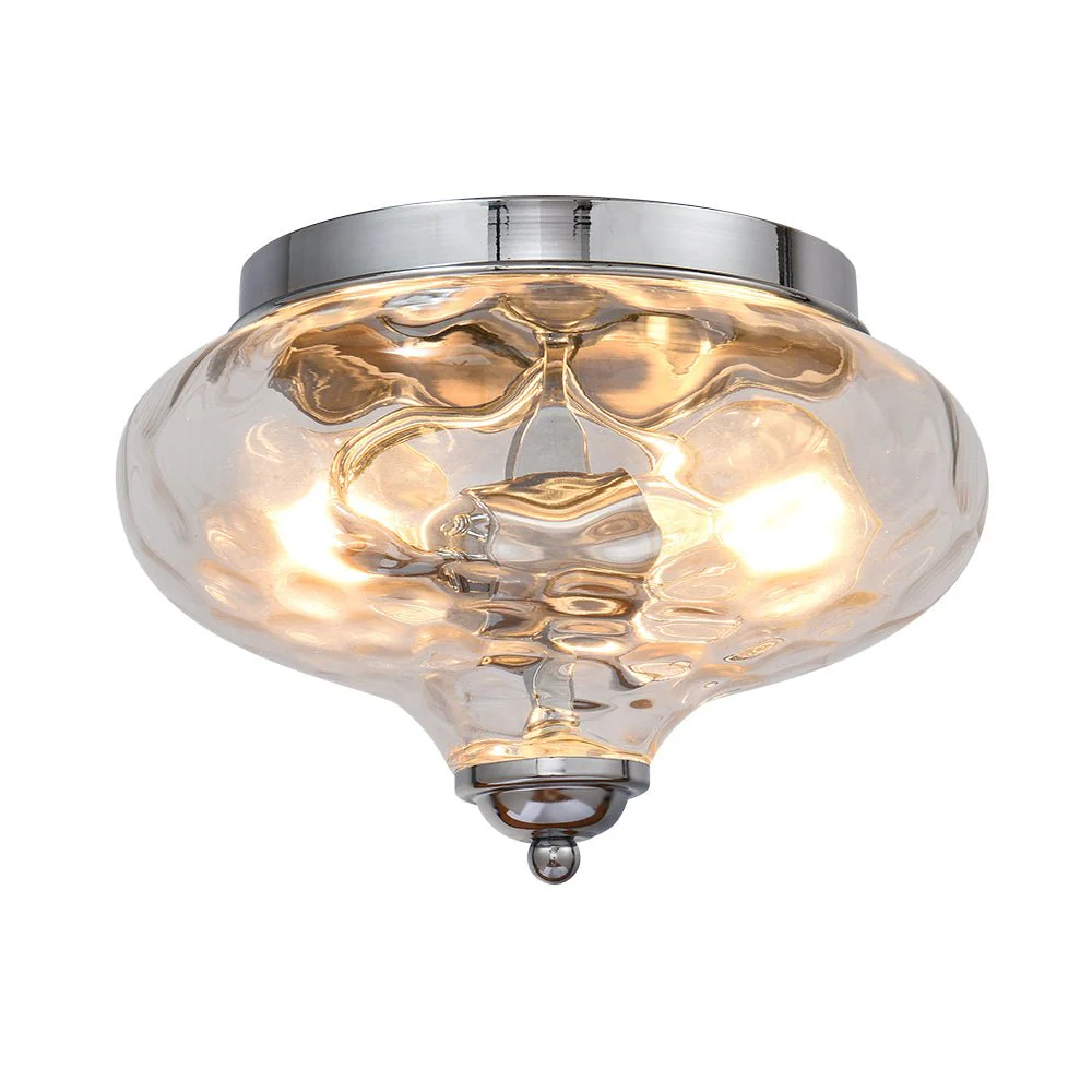 2-light Hammered Glass Flush Mount Ceiling Light - Image 23