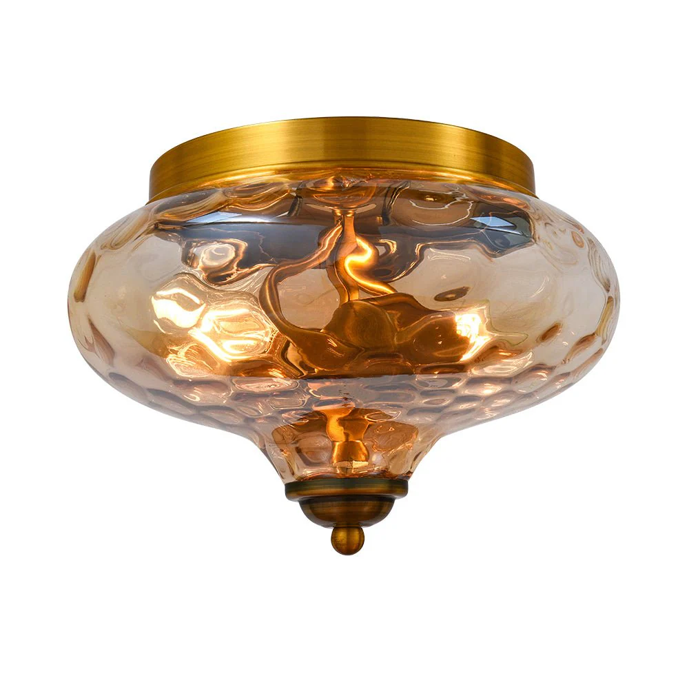 2-light Hammered Glass Flush Mount Ceiling Light - Image 27