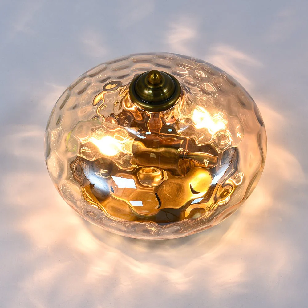 2-light Hammered Glass Flush Mount Ceiling Light - Image 31