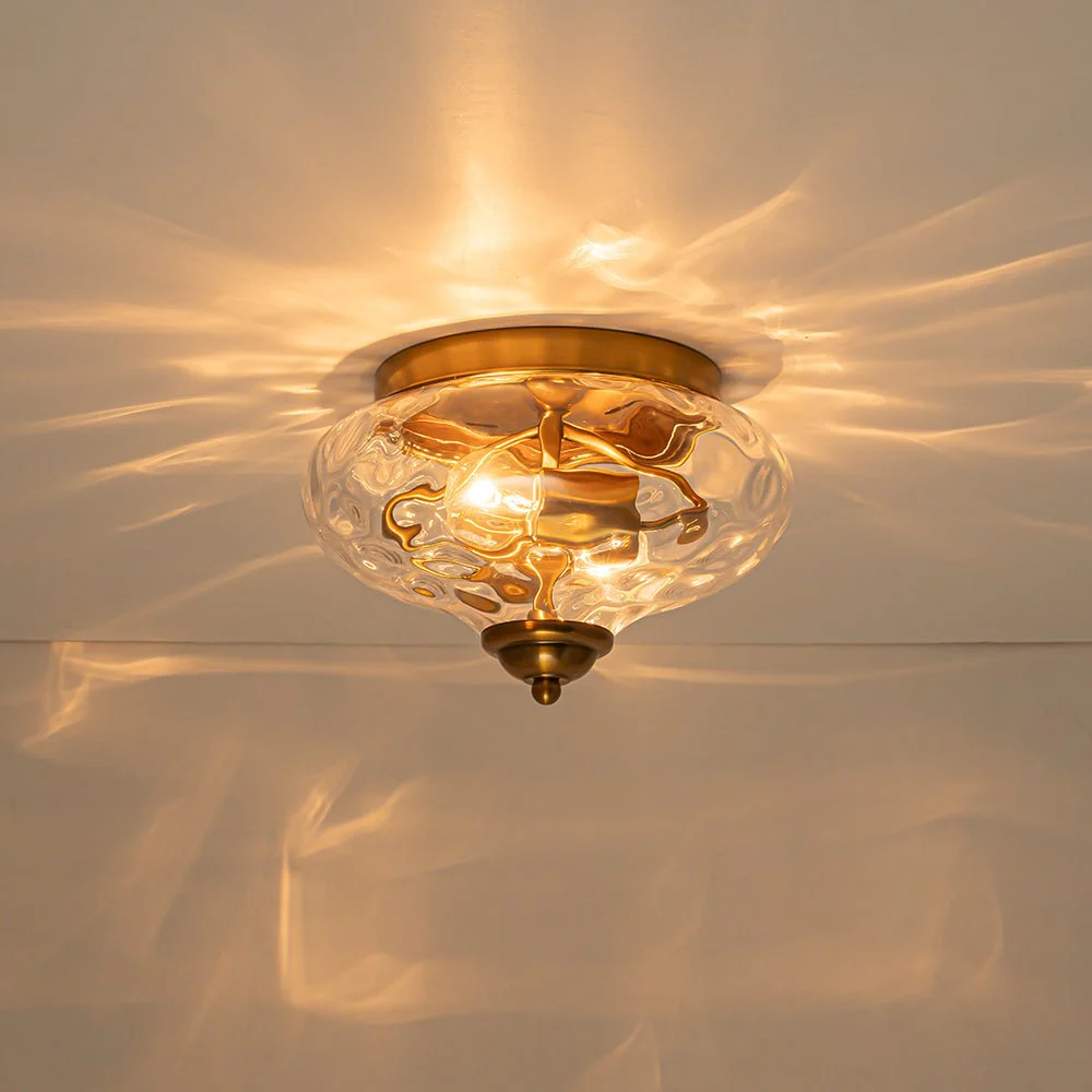 2-light Hammered Glass Flush Mount Ceiling Light - Image 35