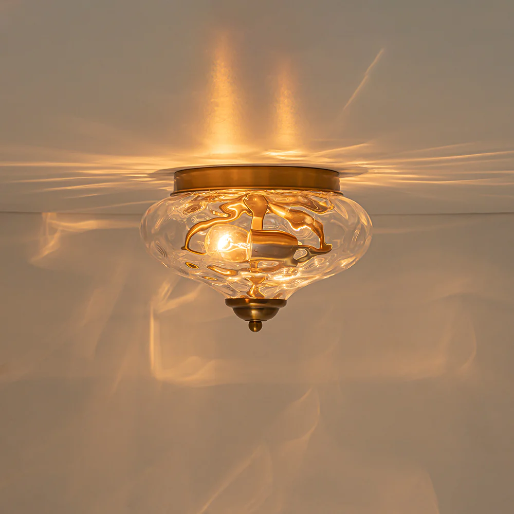 2-light Hammered Glass Flush Mount Ceiling Light - Image 36