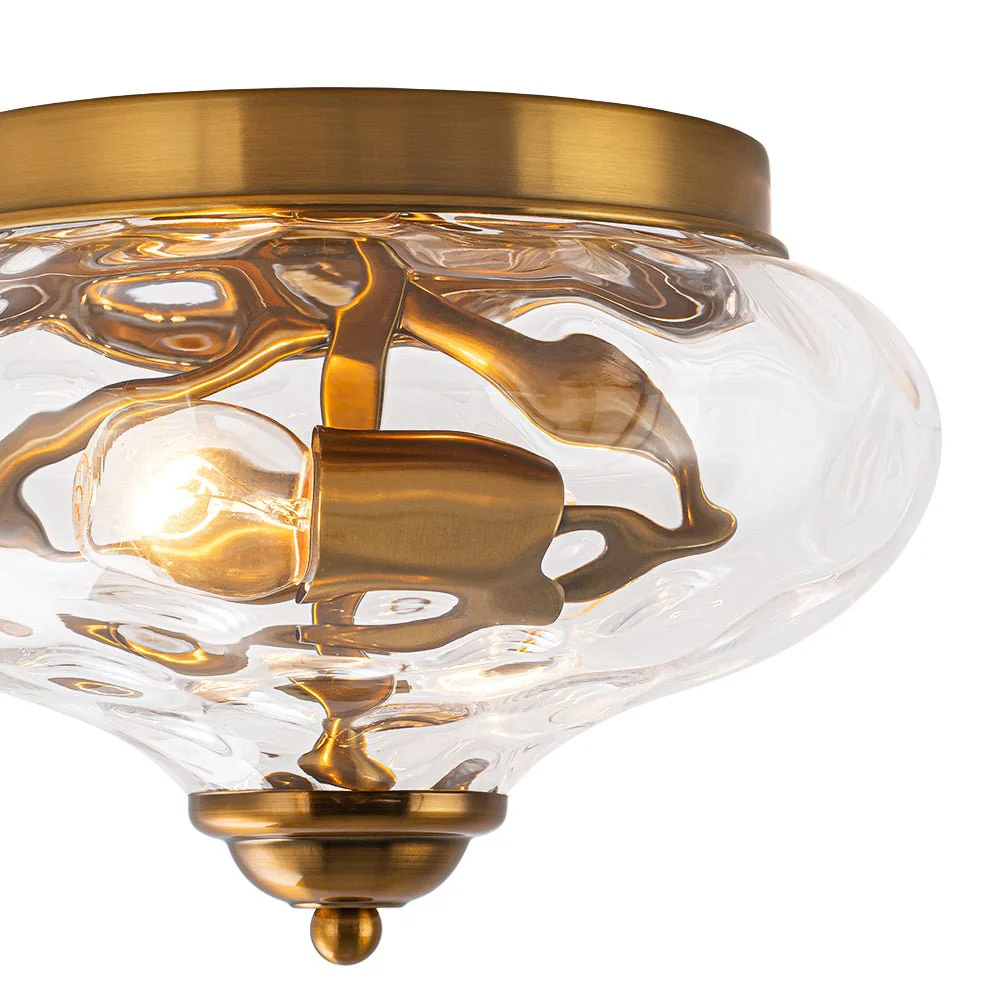 2-light Hammered Glass Flush Mount Ceiling Light - Image 37