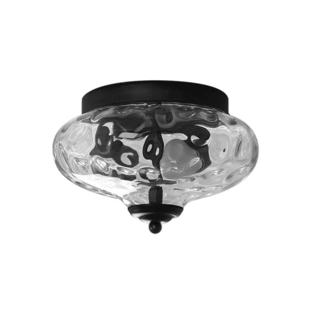 2-light Hammered Glass Flush Mount Ceiling Light - Image 9