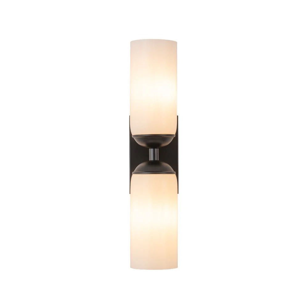 2-Light Milky White Glass Cylinder Vanity Wall Sconce - Image 10