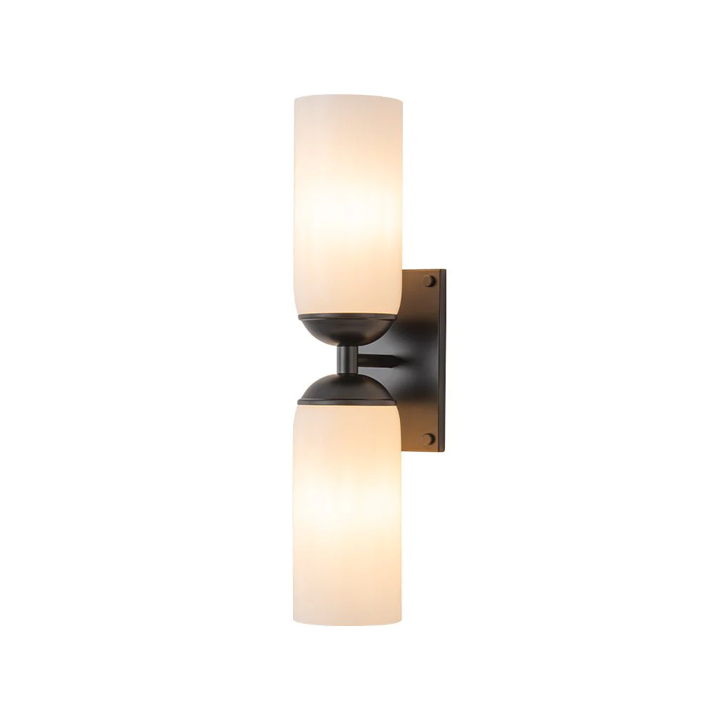 2-Light Milky White Glass Cylinder Vanity Wall Sconce - Image 11
