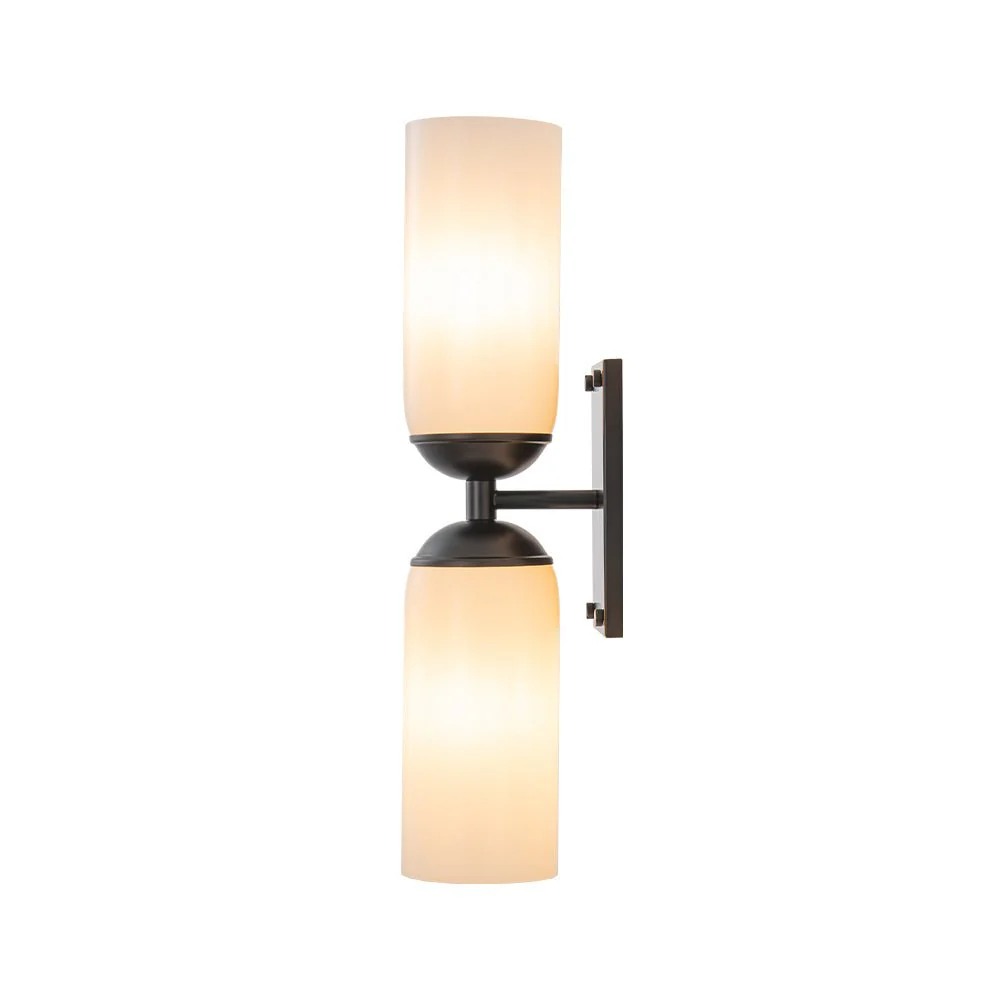 2-Light Milky White Glass Cylinder Vanity Wall Sconce - Image 12