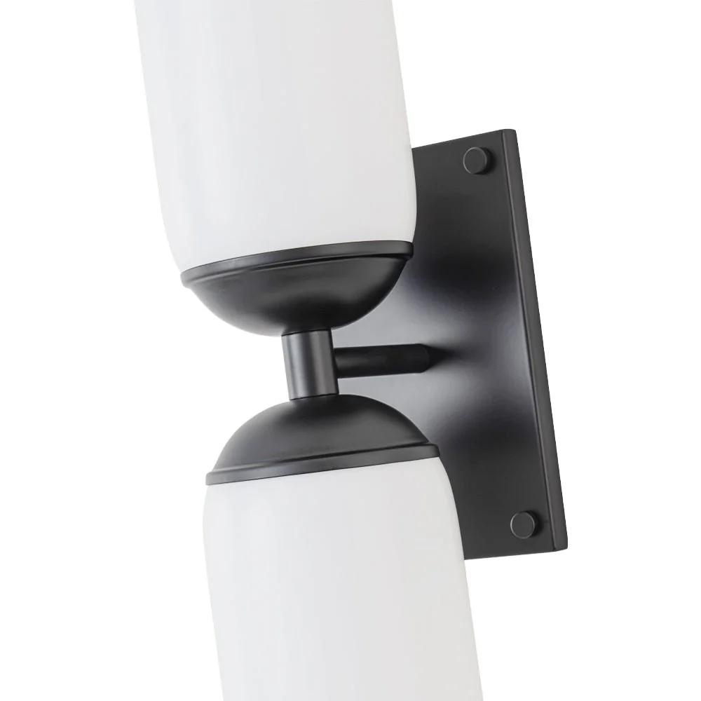 2-Light Milky White Glass Cylinder Vanity Wall Sconce - Image 14