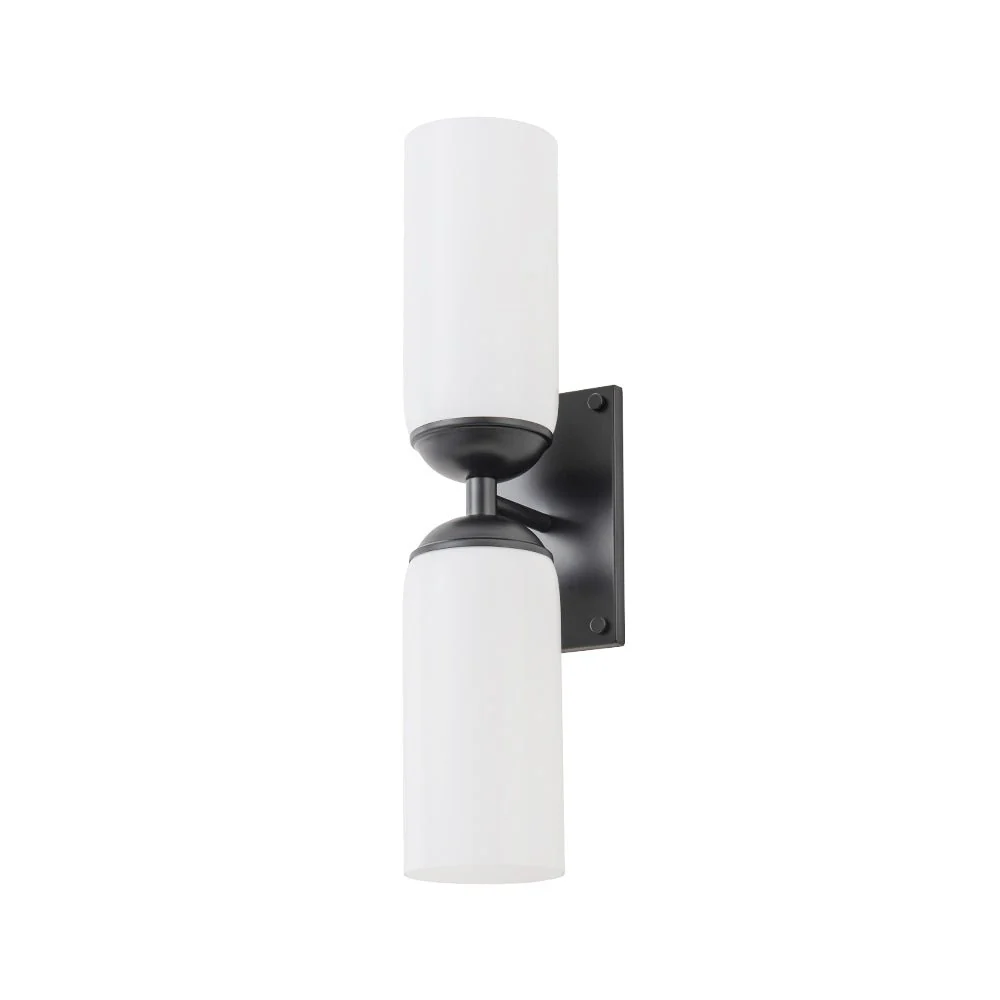 2-Light Milky White Glass Cylinder Vanity Wall Sconce - Image 4