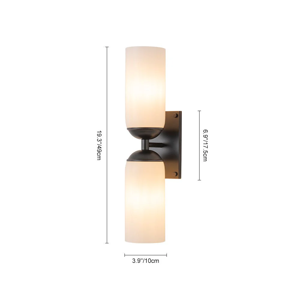 2-Light Milky White Glass Cylinder Vanity Wall Sconce - Image 6