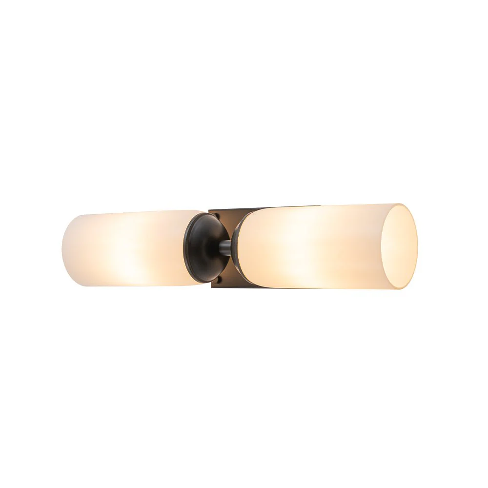 2-Light Milky White Glass Cylinder Vanity Wall Sconce - Image 7