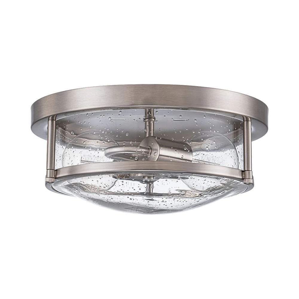 2-Light Seeded Glass Round Flush Mount Ceiling Light - Image 11