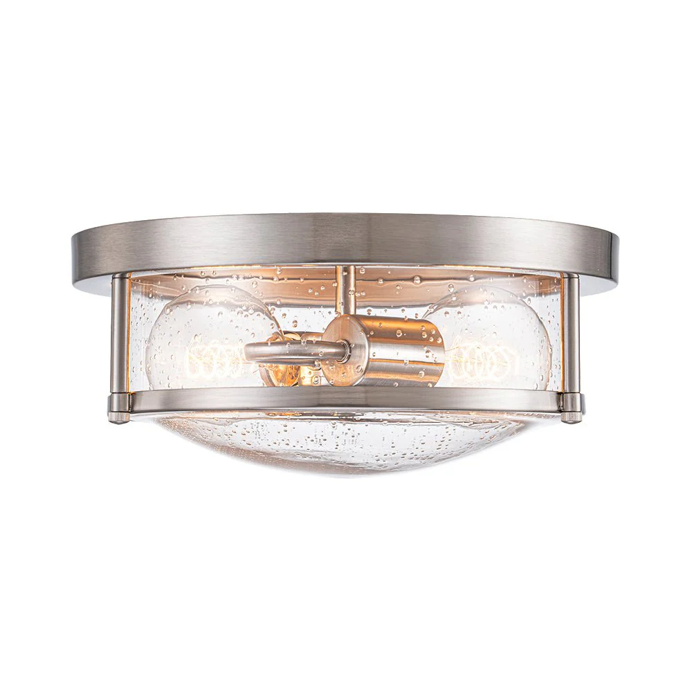 2-Light Seeded Glass Round Flush Mount Ceiling Light - Image 12