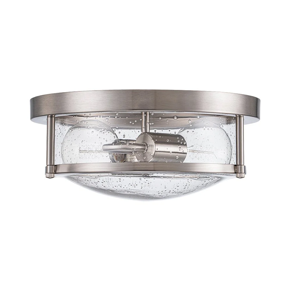 2-Light Seeded Glass Round Flush Mount Ceiling Light - Image 13