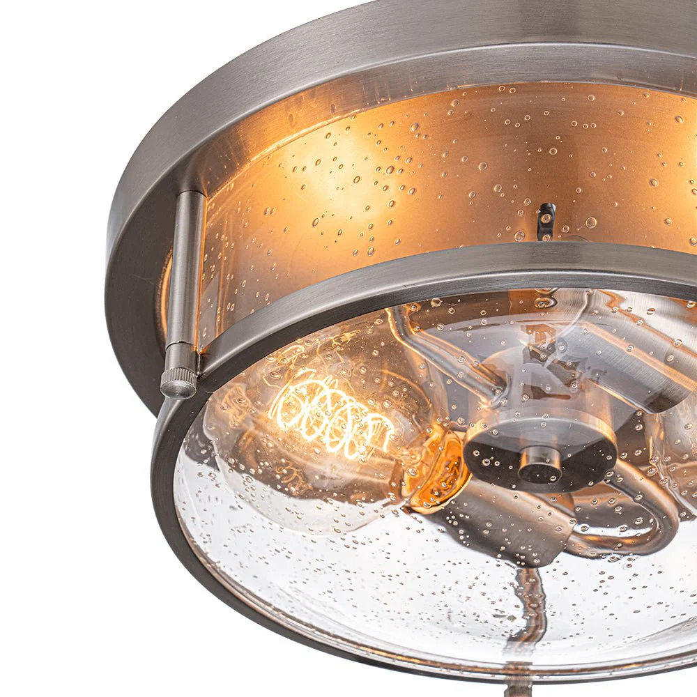 2-Light Seeded Glass Round Flush Mount Ceiling Light - Image 14