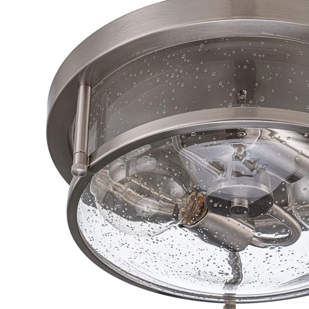 2-Light Seeded Glass Round Flush Mount Ceiling Light - Image 15