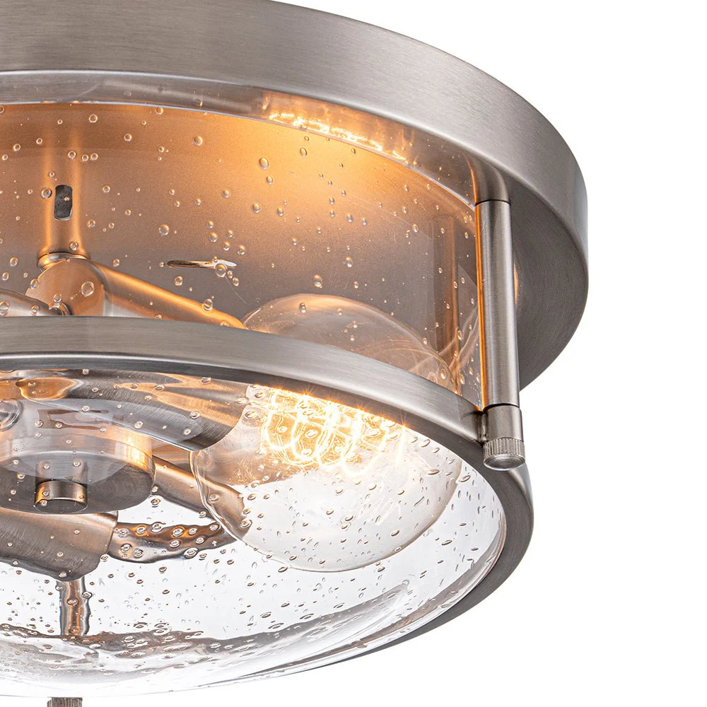 2-Light Seeded Glass Round Flush Mount Ceiling Light - Image 16