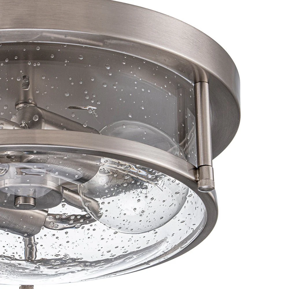 2-Light Seeded Glass Round Flush Mount Ceiling Light - Image 17